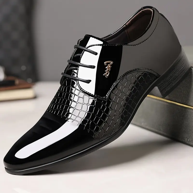 1a88e8c6-aa1d-4c21-8ffc-4bf9e125b002 Men's Trendy Classic Wing-Tip Derby Shoes, Comfy Non Slip Rubber Sole Dress Shoes For Men's - Image 1