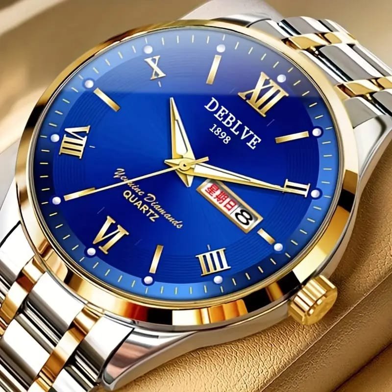 WhatsApp Image 2025-10-04 at 7.59.37 PM (1) Dianpai Men's Luxury Automatic Mechanical Watch - Luminous Blue Dial, Roman Numerals, Date Display, Stainless Steel Band - Image 1