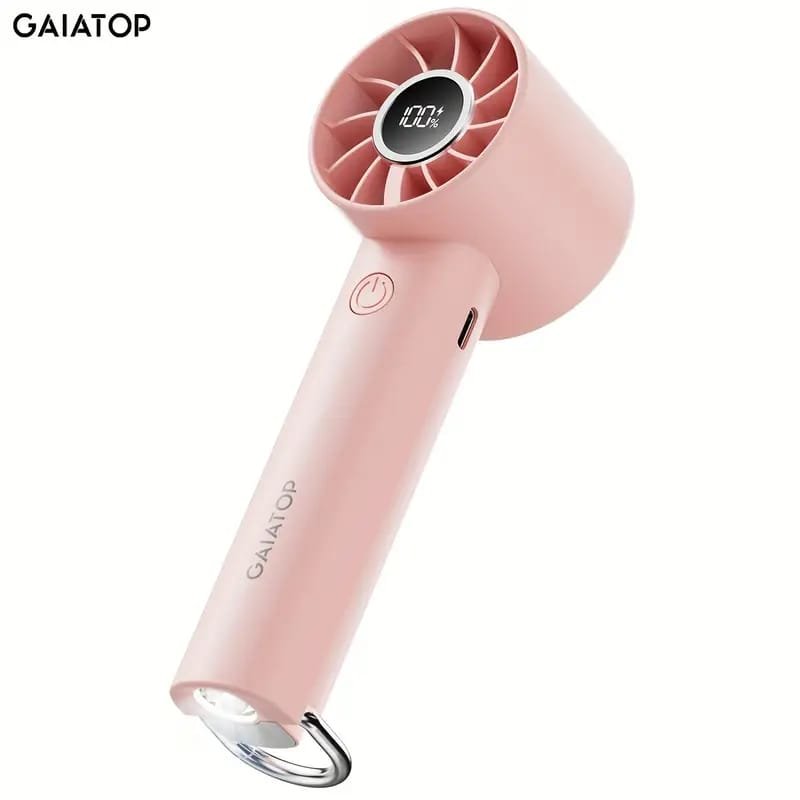 WhatsApp Image 2025-10-04 at 8.06.18 PM USB Rechargeable Mini Fan with LED Display & Flashlight, 3-Speed Adjustable - Image 1