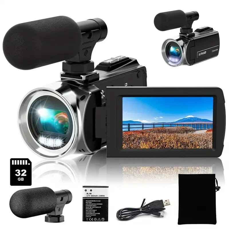 WhatsApp Image 2025-10-04 at 8.21.28 PM (2) 4K Digital Camera for Photography & Vlogging - 16X Zoom, 180° Flip Screen, 52mm Macro Lens, 2 Batteries & 32GB SD Card Included - Image 1