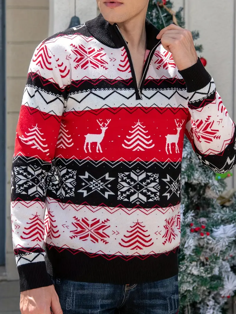 e6772d58-3fbc-46e8-9b03-b89cd78a636b Men's Color-Block Knit Sweater - Soft and Warm for Autumn/Winter - Image 1